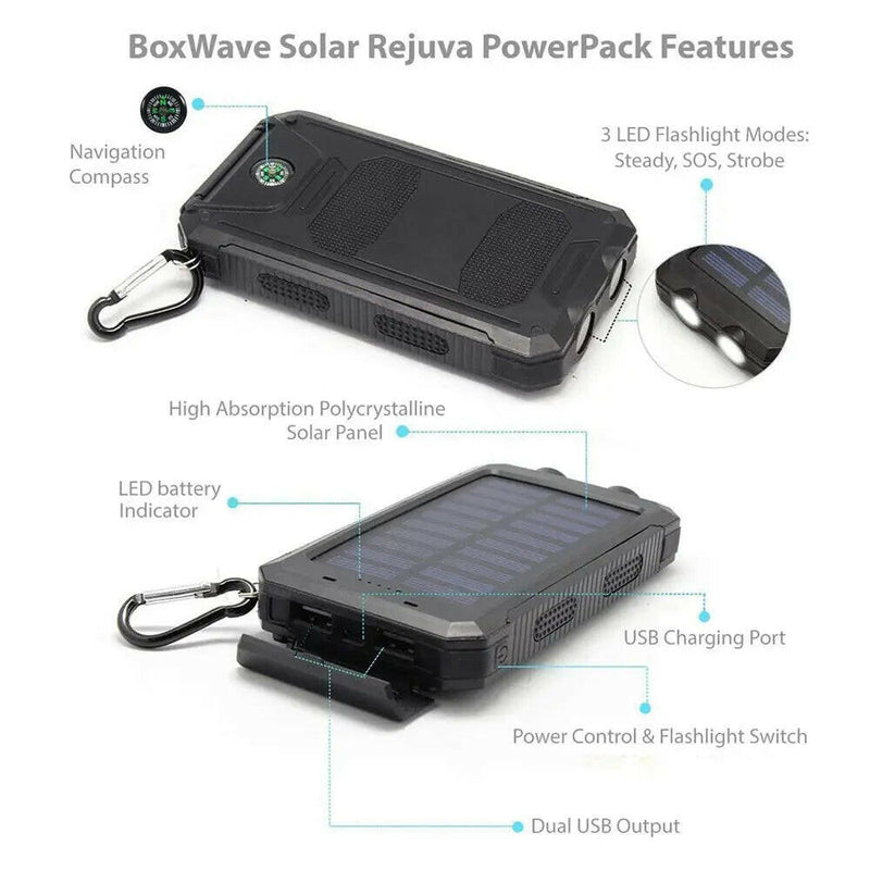 New 20000Mah Solar Power Bank Outdoor Waterproof Solar Power Charging Bank 2Usb Led Battery Charger for Cell Phone with Buckle.