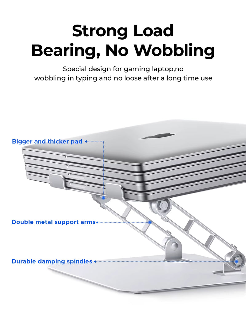 Laptop Stand Zinc Alloy for Gaming Laptop with Dual Support Arms Portable Folding with Honeycomb Design for ASUS HP Acer.
