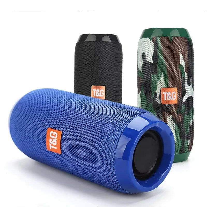 Waterproof Portable Bluetooth Speaker with Subwoofer, AUX, and FM Radio Functionality.