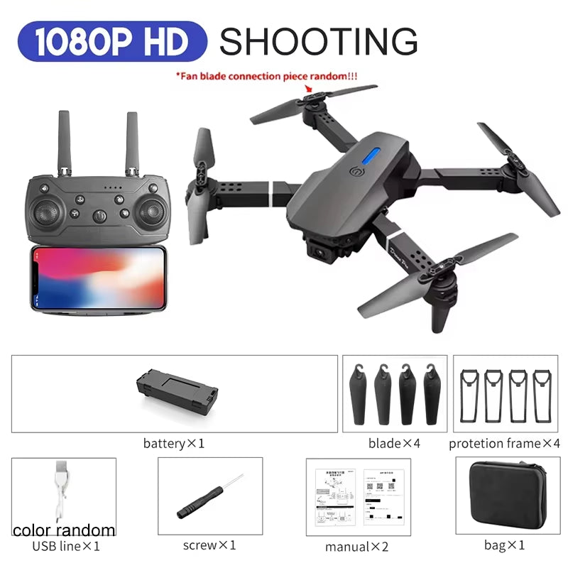 2025 E88 Professional Wide Angle RC Drone with HD 4K Camera, Foldable Design, Ideal for Kids and Gift Giving