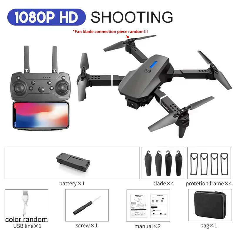 E88 Professional Wide Angle RC Drone with HD 4K Camera, Foldable Design.