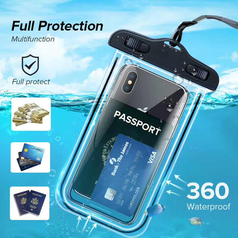 Universal Waterproof Phone Case for iPhone 12 Pro, XS Max, XR, and X - Submersible Protection Pouch