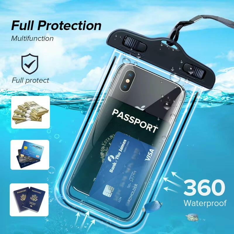 Universal Waterproof Phone Case for iPhone 12 Pro, XS Max, XR, and X - Submersible Protection Pouch.
