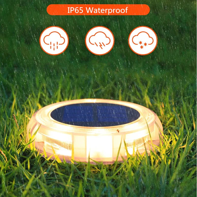 Premium Outdoor Waterproof LED Solar Lawn Lights - Elegant Buried Street Lamps for Gardens and Villas in Warm White.