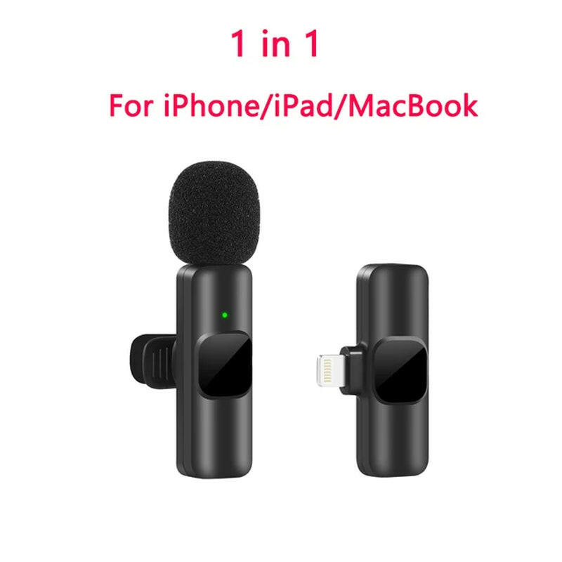 Wireless Lavalier Microphone - Portable Mini Mic for Audio and Video Recording, Compatible with iPhone and Android for Live Broadcast and Gaming.