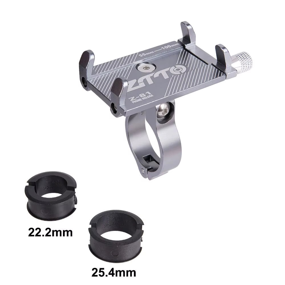 ZTTO Universal Bicycle Phone Holder - Durable Metal Mount for MTB, Road Bike, and Motorcycle, Compatible with Mobile Devices and GPS.