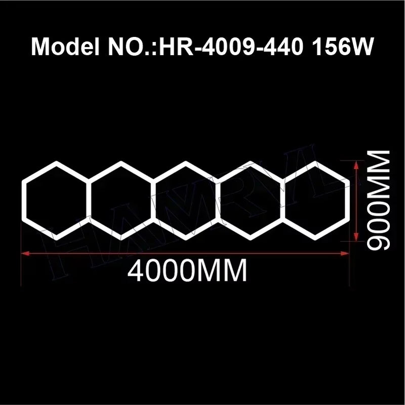 Hexagon LED Ceiling Lighting for Garage, Barbecue Shops, Barbershops, Gyms, Car Detailing Showrooms, and Workshops