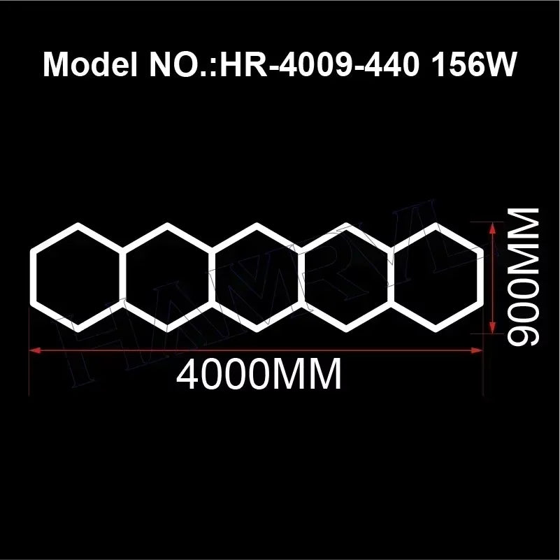 Hexagon LED Ceiling Lighting for Garage, Barbecue Shops, Barbershops, Gyms, Car Detailing Showrooms, and Workshops