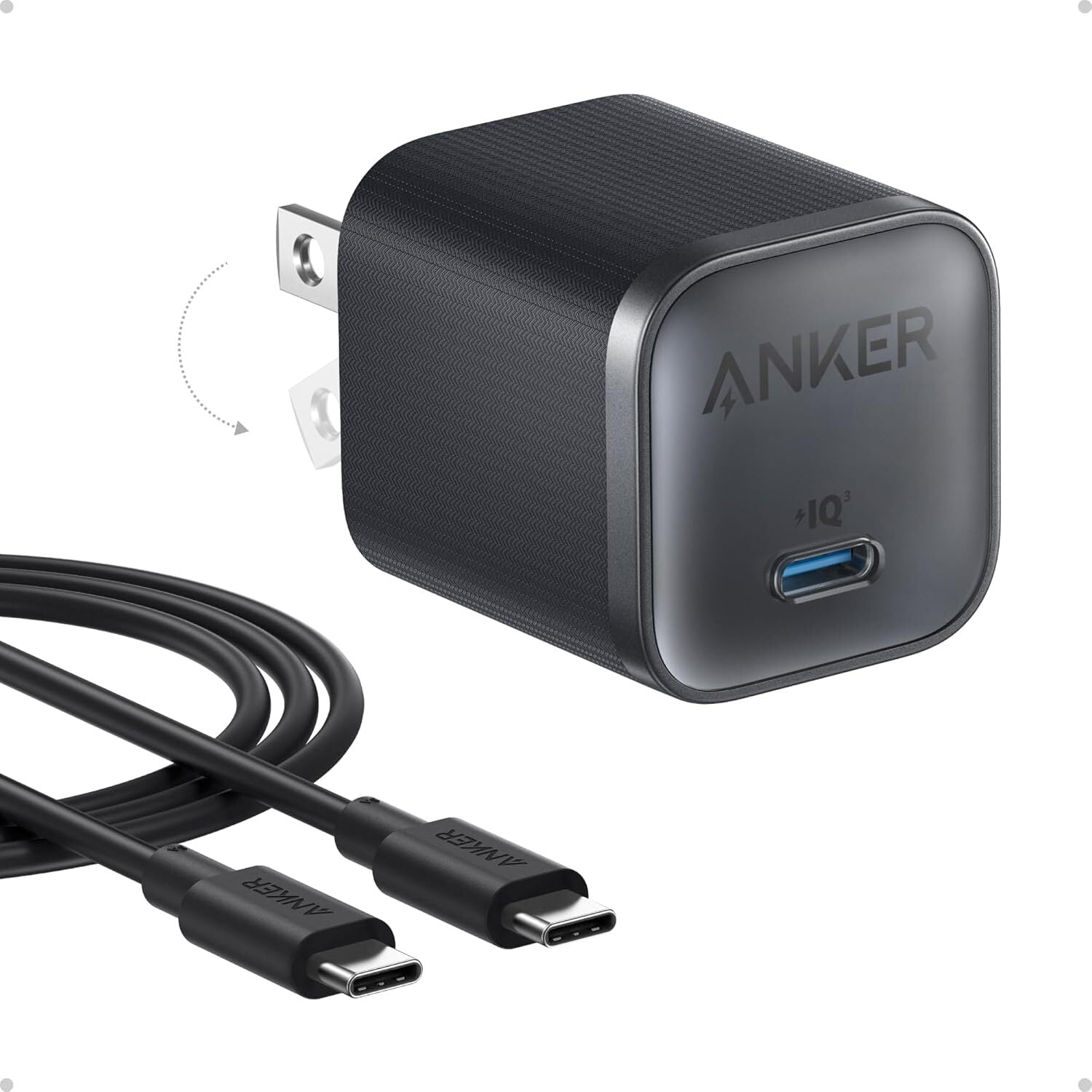 Anker Nano 45W Type C Charger+ 6Ft USB-C Charging Cable for Galaxy S25 Iphone 16