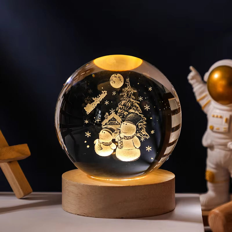 Illuminate Your Space with the 6/8Cm 3D Crystal Ball Planet Night Light – A Stunning Laser Engraved Solar System Globe Perfect for Home Decor and Gifts.