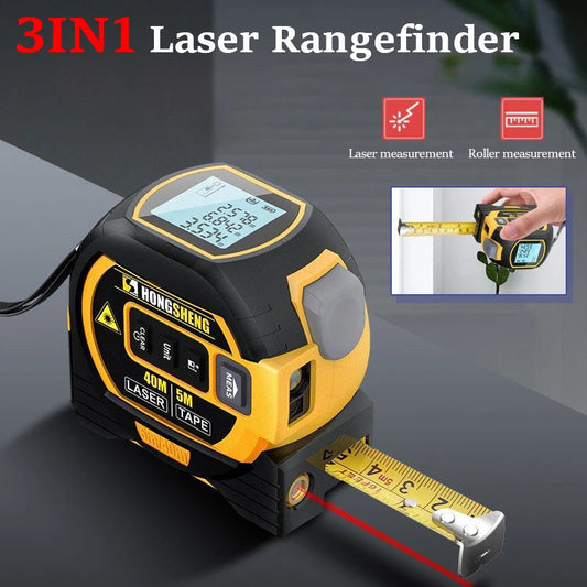 3 in 1 Laser Tape Measure and Rangefinder 40m/60m Infrared High-Precision Intelligent Electronic Ruler Distance Meter