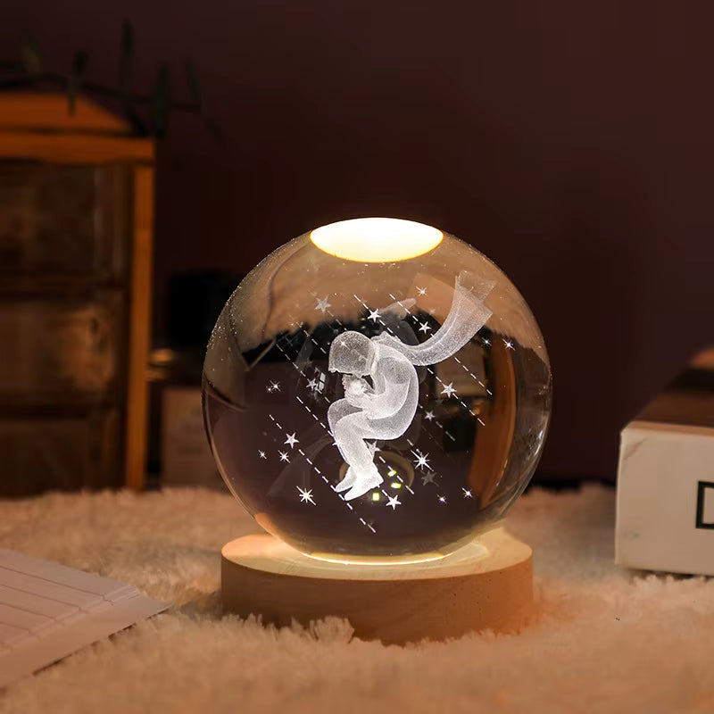 Illuminate Your Space with the 6/8Cm 3D Crystal Ball Planet Night Light – A Stunning Laser Engraved Solar System Globe Perfect for Home Decor and Gifts.