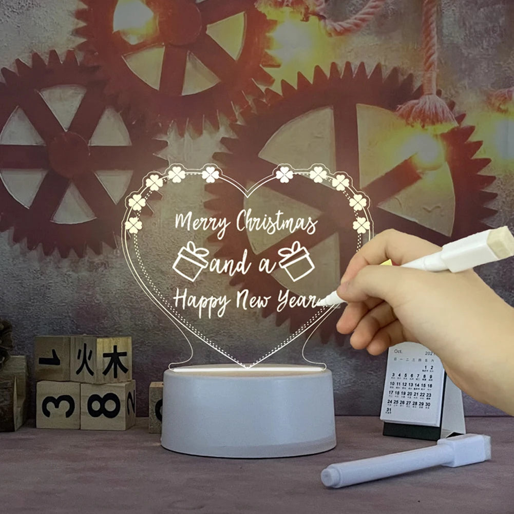 Innovative Creative LED Message Board Night Light with USB Power and Pen - Perfect Gift for Kids and Loved Ones.